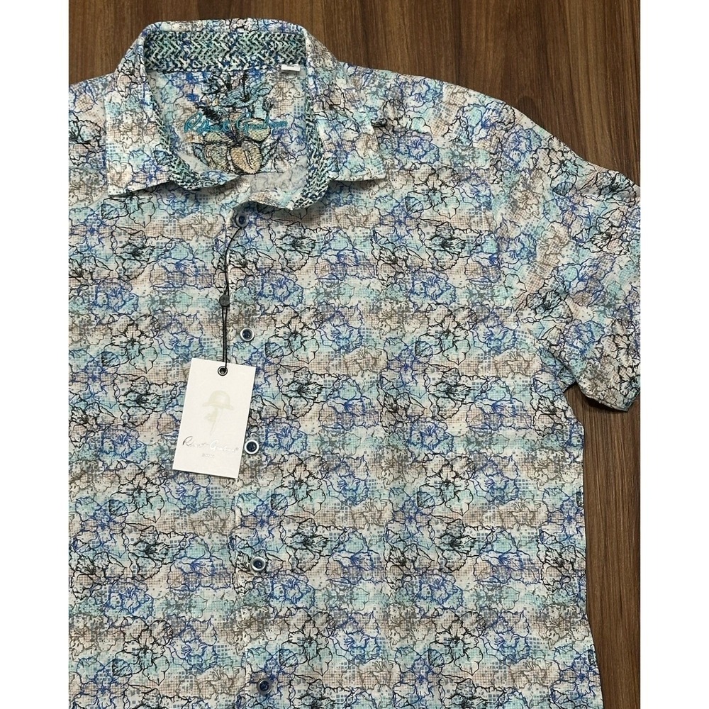 Robert Graham Radnor Floral Linen Blend Button Up Short Sleeve Shirt Men's Sz S - Picture 1 of 11